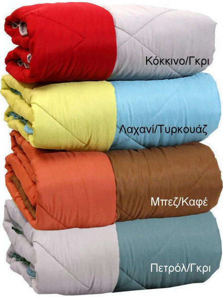 Viopros Κουβερτώριο Δίχρωμο Υπέρδιπλο 220x240 Microfiber Μπεζ/Καφέ