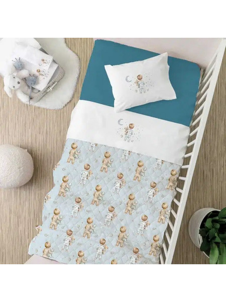 Κουβερλί κούνιας βαμβακερό 110Χ140 Borea Goodnight Σιέλ