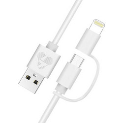 POWERTECH καλώδιο USB σε Micro/Lightning PT-707, MFi, 2.4A, 1m, λευκό