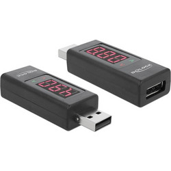 DELOCK αντάπτορας USB 65569 με οθόνη ένδειξης V/A, έως 5V/4A, μαύρος