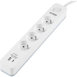 Ever Πολύπριζο Aσφαλείας 4 Θέσεων με USB-A, USB-C και Καλώδιο 1.5m