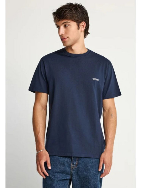 FUNKY BUDDHA Ανδρικό μονόχρωμο T-shirt - The basics collection FBM013-001-04-navy