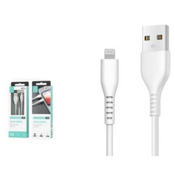 IKREA WB1172 CABLE & DATA USB to Lightning 5A 1M σε Λευκό Λευκό Καλώδιο Φόρτισης/Μεταφόρας