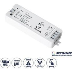 GLOBOSTAR SKYDANCE-V1 71567 DC RF 2.4Ghz & Push Dimmer / Controller με 1 x 8A 288W Κανάλι DC 5-36V 8A 288W Max IP20 - RF 2.4Ghz & Push Dimming - Μ10 x Π3.5 x Υ2cm