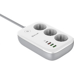 Tellur Smart WiFi Πολύπριζο Προστασίας 3 Θέσεων με υποδοχές 2xUSB-C (QC 3.0 / PD 30W & 2xUSB-A)