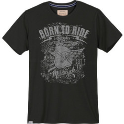 T-SHIRT Κ/Μ REDFIELD ΖΕΡΣΕΥ ΜΕ ΣΤΑΜΠΑ & ΛΑΙΜΟΚΟΨΗ - ΜΑΥΡΟ