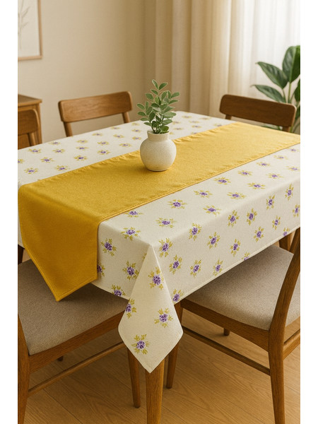 Σετ Τραπεζομάντιλο φαγητού 140x180 + Ράνερ Cosmin Yellow