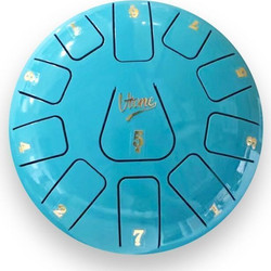 V-TONE VBJ 8-11 C Steel Tongue Drum Tank Drum Hank Drum Cyan 8 Inch 11 Tones Drumsticks Case with Strap 4 Finger Cots Stick Rest Stickers Tune List Cloth Kit