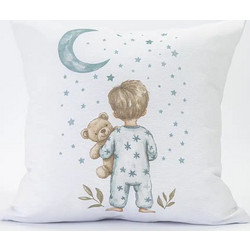 Διακοσμητική Μαξιλαροθήκη (45x45) Printed Goodnight Πετρόλ Borea
