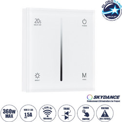 GLOBOSTAR(R) 71452 SKYDANCE S1-T PHASE TRIAC Dimmer Τοίχου AC 100-240V 1.5A 360W Max IP20 - Touch Dimming + RF 2.4GHz - Λευκό - M8.5xΠ8.5xΥ3.2cm