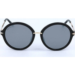 Swarovski SK0184 D01C Γυναικεία Γυαλιά Ηλίου Στρογγυλά Κοκάλινα Μεταλλικά Μαύρα με Γκρι Καθρέπτη Φακό