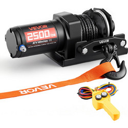 VEVOR Ηλεκτρικό Βαρούλκο ATV/UTV 1134 kg 12V DC με Συνθετικό Σχοινί 4,8 mm x 12 m και Ενσύρματο Χειριστήριο, Μαύρο ZLQDXCHCSJP2J2VL0001V9