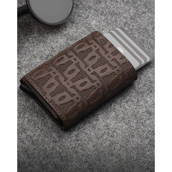 Pularys Bosto - Native Decor Rfid μαύρο δερμάτινο καφέ Πορτοφόλι καρτών DECOR