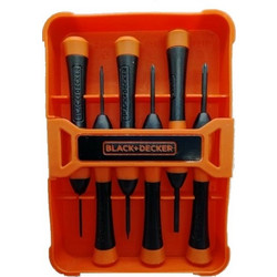 Black & Decker Σετ Κατσαβιδια Ακριβείας 6 Τεμαχίων με Θήκη, 84015 - Black & Decker