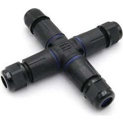 Powertech POWERTECH αδιάβροχος σύνδεσμος καλωδίων τροφοδοσίας TOOL-0114, τύπου σταυρός, 3pin, IP68, μαύρος