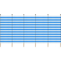 150x600cm Αναδιπλούμενο Παραβάν Παραλίας & Camping Ριγέ με Ξύλινους Πασσάλους 60302