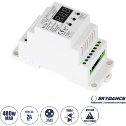 GLOBOSTAR SKYDANCE-S1-D1 70672 AC Trailing Edge DMX Dimmer Ράγας με 1 x 2A 480W Κανάλι AC 220-240V 2A 480W Max IP20 - DMX512 & RDM - Μ11.5 x Π5 x Υ6.5cm