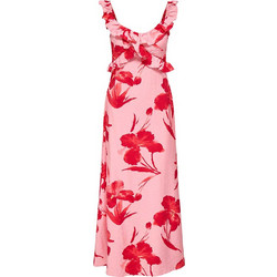 Only Midi Καλοκαιρινό Βραδινό Φόρεμα Floral Μεταξωτό Ροζ 15372511