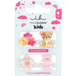 Invisibobble Clipstar Kids Παιδικά Κλιπ Μαλλιών Bearly Bloomed 4 Τεμάχια