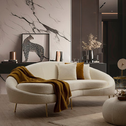 Papatya Eses Τριθέσιος Καναπές Μπουκλέ Cream 255x120x85cm
