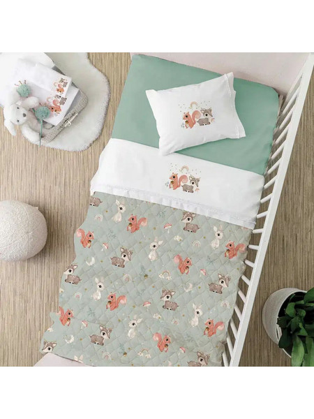 Κουβερλί Κούνιας Woodland 110 x 140 cm 100% Βαμβάκι Βεραμάν BOREA