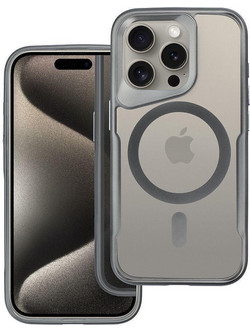 Forcell iPhone 16 Pro Max MagSafe Ergofit Θήκη με Πλαίσιο Σιλικόνης Διάφανη - Grey
