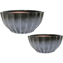 MarHome Σετ Κασπώ Οβάλ Πήλινο Ανθρακί Φ25.5x12.5 / Φ31x15.5cm 2 τμχ 06-99066