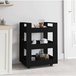 vidaXL Τρόλεϊ Κουζίνας Μαύρο 60x45x80cm από Επεξεργασμένο Ξύλο 1 τεμ