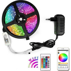 Ταινία LED 12V RGB SMD5050 Andowl 5m με Τηλεχειριστήριο & Τροφοδοτικό Σετ