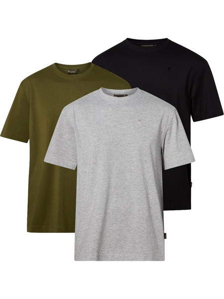 Pinewood 5447 Μπλούζες T-Shirt Μαύρο - Γκρι - Χακί Σετ 3τμχ