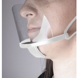 WHITE PLASTIC MULTI-PURPOSE FACE MASK Διάφανη πλαστική προστατευτική μάσκα προσώπου πολλαπλών χρήσεων, σε λευκό χρώμα. - OEM