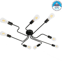 GLOBOSTAR(R) LIBERTA 00840 Μοντέρνο Φωτιστικό Οροφής με Ντουί 8 x E27 AC 220-240V IP20 - Μαύρο - Μ102 x Π72 x Υ10.5cm