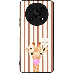Sonique Stripe Stories Series Θήκη (Honor Magic4 Lite 5G) με Σχέδιο «Καφέ - Καμηλοπάρδαλη με Τσιχλόφουσκα»
