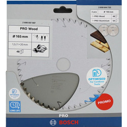 Bosch Powertools BOSCH PRO Holz-/Alu-Kreissageblatt 165mm, Twin Pack