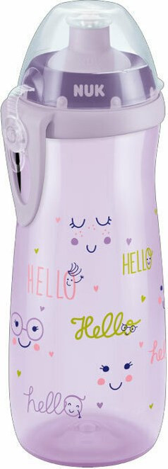 Nuk Sports Cup (Push Pull) Σιλικ. 450ml 3-6 Χρονων Μωβ Hello (10.255.412) 1τμχ