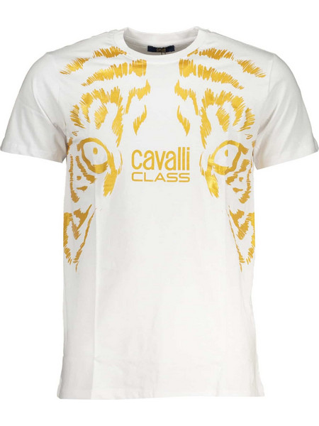 CAVALLI CLASS MEN'S SHORT SLEEVED T-SHIRT WHITE Λευκό