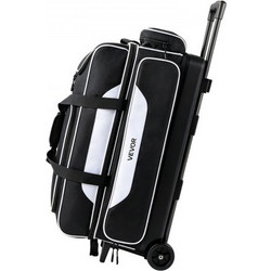 VEVOR 3 Ball Bowling Bag Double Roller Bag με ξεχωριστή θήκη παπουτσιών, για παπούτσια μπόουλινγκ (έως US ανδρικό μέγεθος 16) Rolling ball bag με ρόδα, τσέπη αξεσουάρ, πτυσσόμενη λαβή εκτείνεται στα 4