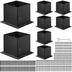 VEVOR 4x4 Post Base 8 τμχ, Εσωτερικό μέγεθος 3,6x3,6 ίντσες / 92x92 mm στηρίγματα στερέωσης, βαρέως τύπου στύλοι από ανθρακούχο χάλυβα, Ξύλινοι στύλοι στηρίγματα για πλάκα βάσης δαπέδου στήριξης κιγκλ