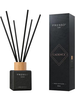 Fresso - Αρωματικό Χώρου με Στικ Cadence 100 ml Premium Home Reed Diffuser με FlowScent, Μαύρο Γυάλινο Μπουκάλι και Μαύρα Στι