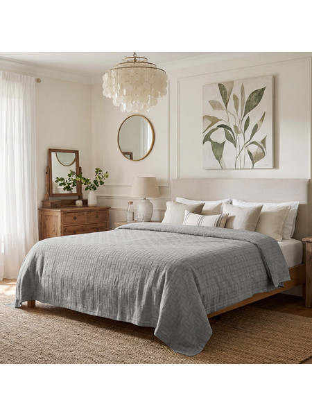 Adam Home Κουβερτα Ζακαρ Μονη Matlasse Romvia 170X270 Grey (360 Gsm)