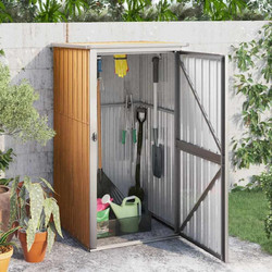 vidaXL Ξύλινη Αποθήκη Κήπου Καφέ 88x89x161 εκ. από Γαλβανισμένο Ατσάλι 316208