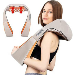 Αυχενικό μασάζ Shiatsu, 4 περιστρεφόμενες κεφαλές, 2 επίπεδα έντασης, λειτουργία θέρμανσης