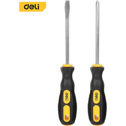 DELI Screwdriver Set 2PCs SL5/PH1x100MM Yellow - (EDL260002B)
