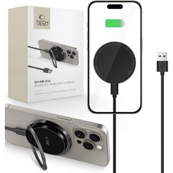 Tech-Protect QI15W-A33 Ασύρματος φορτιστής με MagSafe και βάση, με καλώδιο USB-A / USB-C - Μαύρος