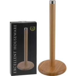 Excellent Houseware Βάση για Χαρτί Κουζίνας Ξύλινη σε Καφέ Χρώμα 14x14x33cm 784200490