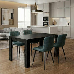 Σετ τραπεζαρία 5τμχ Darlen - Chiara Megapap χρώμα sencron black - πράσινο 125x72x74εκ. GP100-0262,3