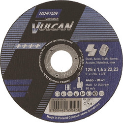 Δίσκος κοπής για inox-σιδηρου 25τεμ. Ίσιος VULCAN No125x1,6x22,3mm