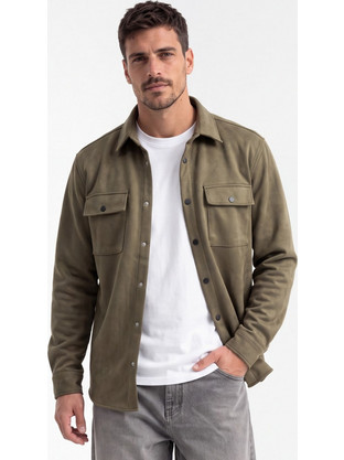 Ben Tailor Alcantara Ανδρικό Πουκάμισο Μακρυμάνικο Overshirt Χακί