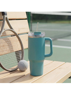 Κούπα Θερμός Με Λαβή & Καλαμάκι 600ml F-V Alex 213566 Blue