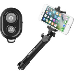 Combo selfie stick με τρίποδο και τηλεχειριστήριο bluetooth μαύρο - BLUESTAR